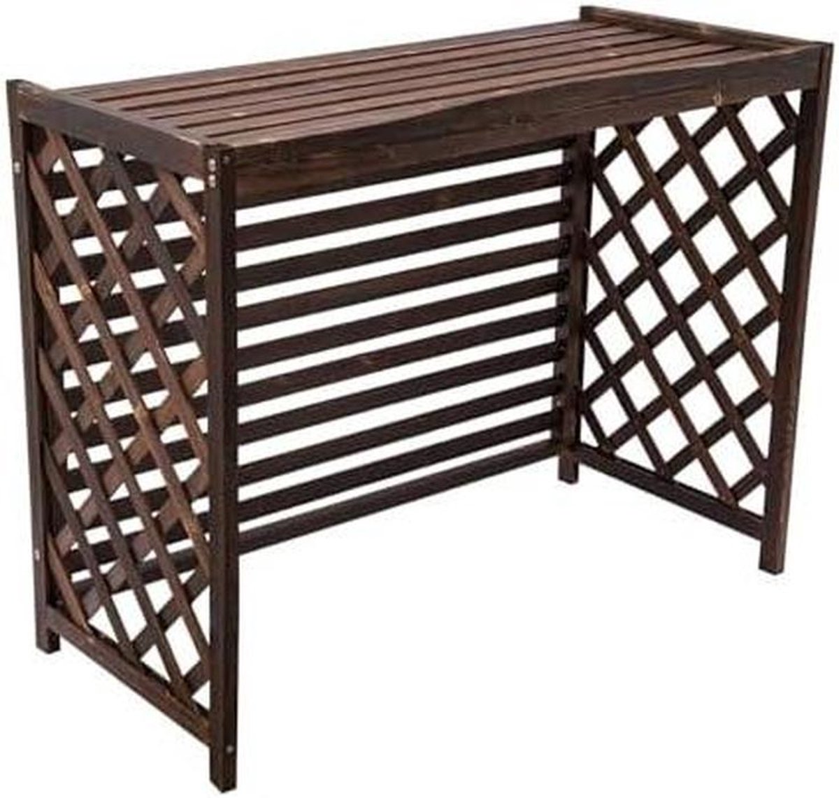 Houten Airco Scherm - Warmtepomp Omkasting - Buitenruimte Verfraaien - Gecarboniseerd Vurenhout - 81x30x72cm - Houtkleur