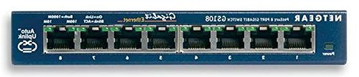 Netwerk Switch - Gigabit Hub - Netwerk Uitbreiden - 8 Poorten - 158 mm - Zwart