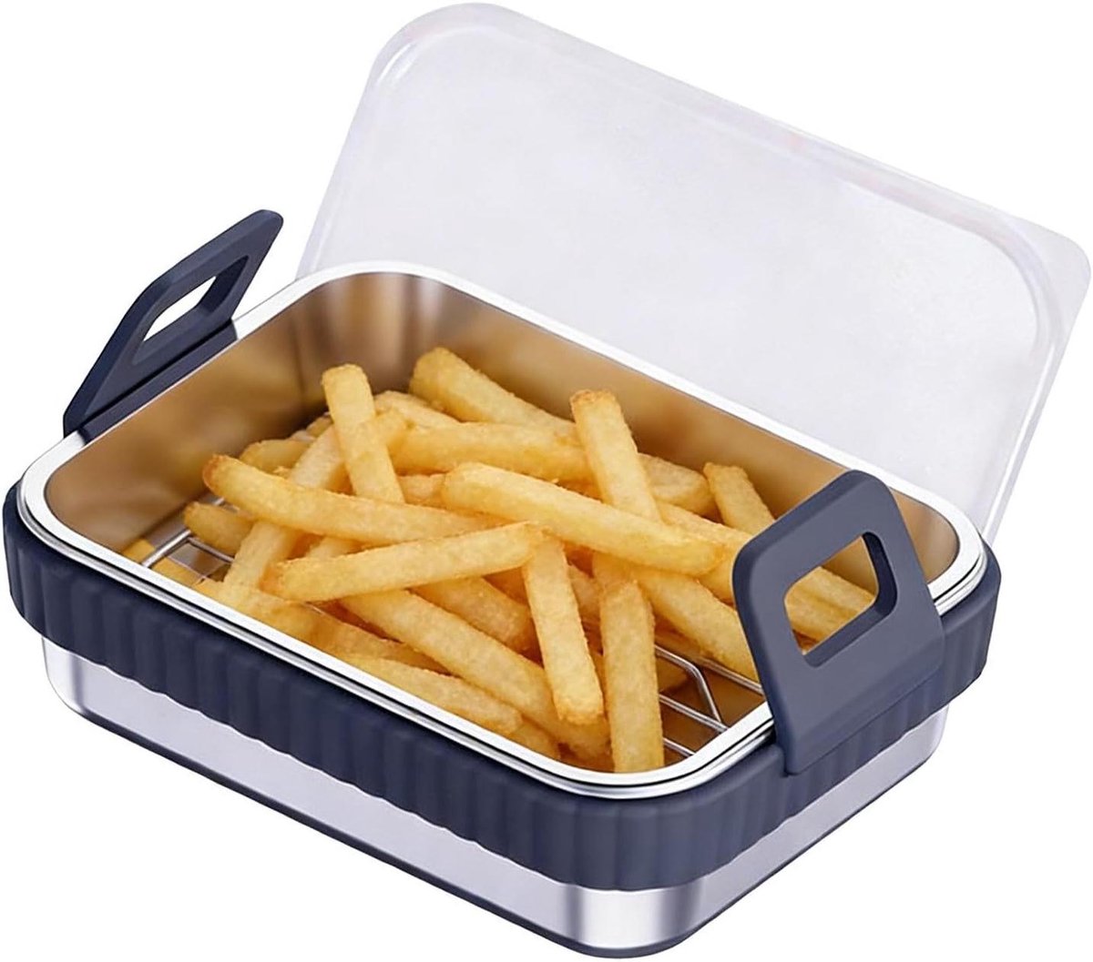Airfryer Mand Bakblik Roosterkorf Krokant Bakken Antiaanbaklaag 20x15x5.5cm Grijs