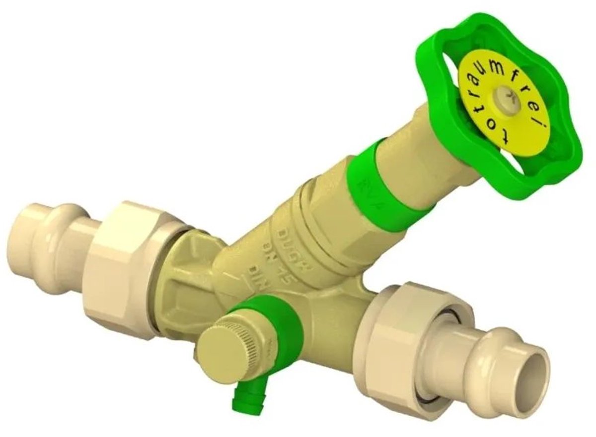 Schlösser Armaturen JS KFR-ventiel, met persaansluiting (buitendraad) MULTI, met ontluchting, met niet-stijgende spindel, DN15, persdiameter 15mm, DVGW gekeurd, 0016871500001