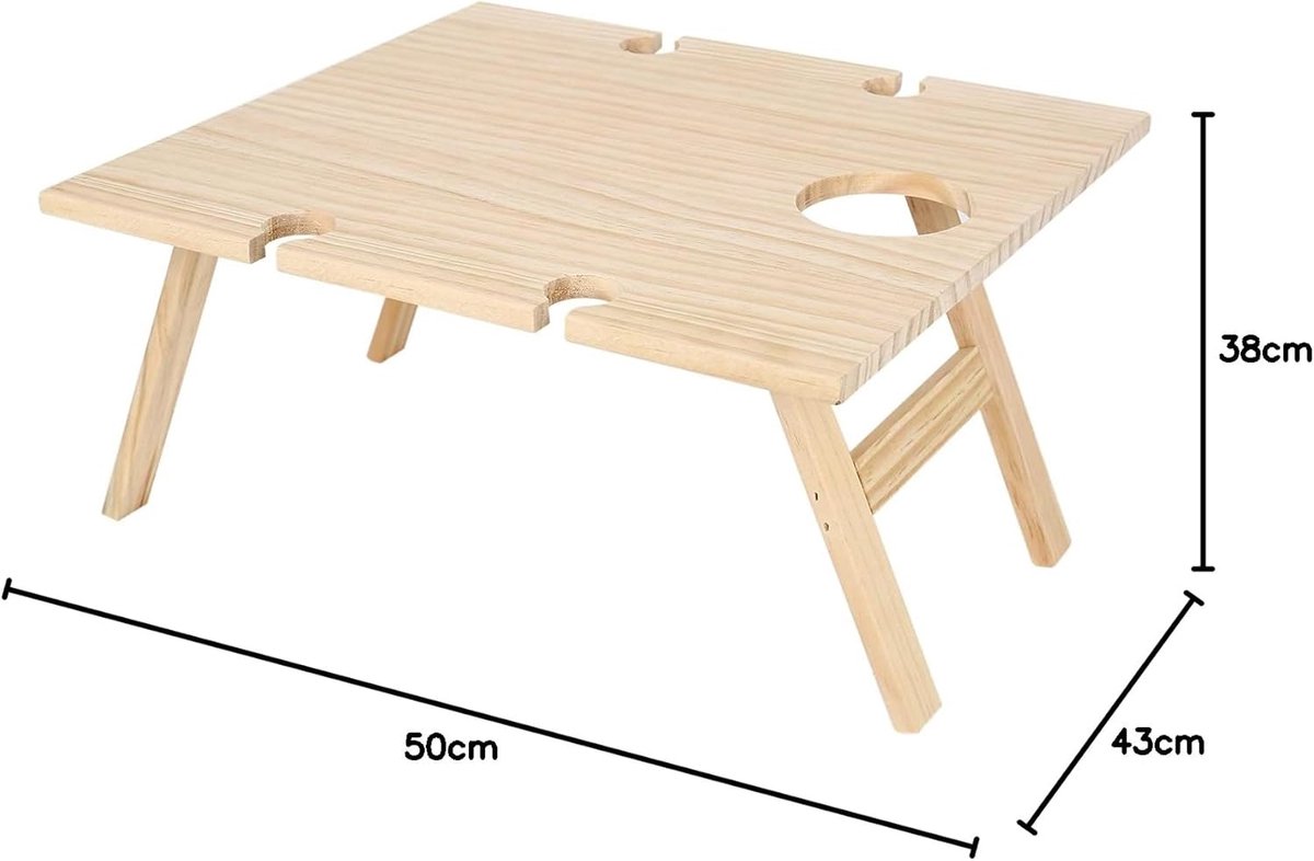 Opvouwbare Tafel - Draagbare Hout - Picknick en Camping - Met Wijnglas Houders - 34 x 30 cm - Rood — cadeau in Kookcadeaus - foto 6