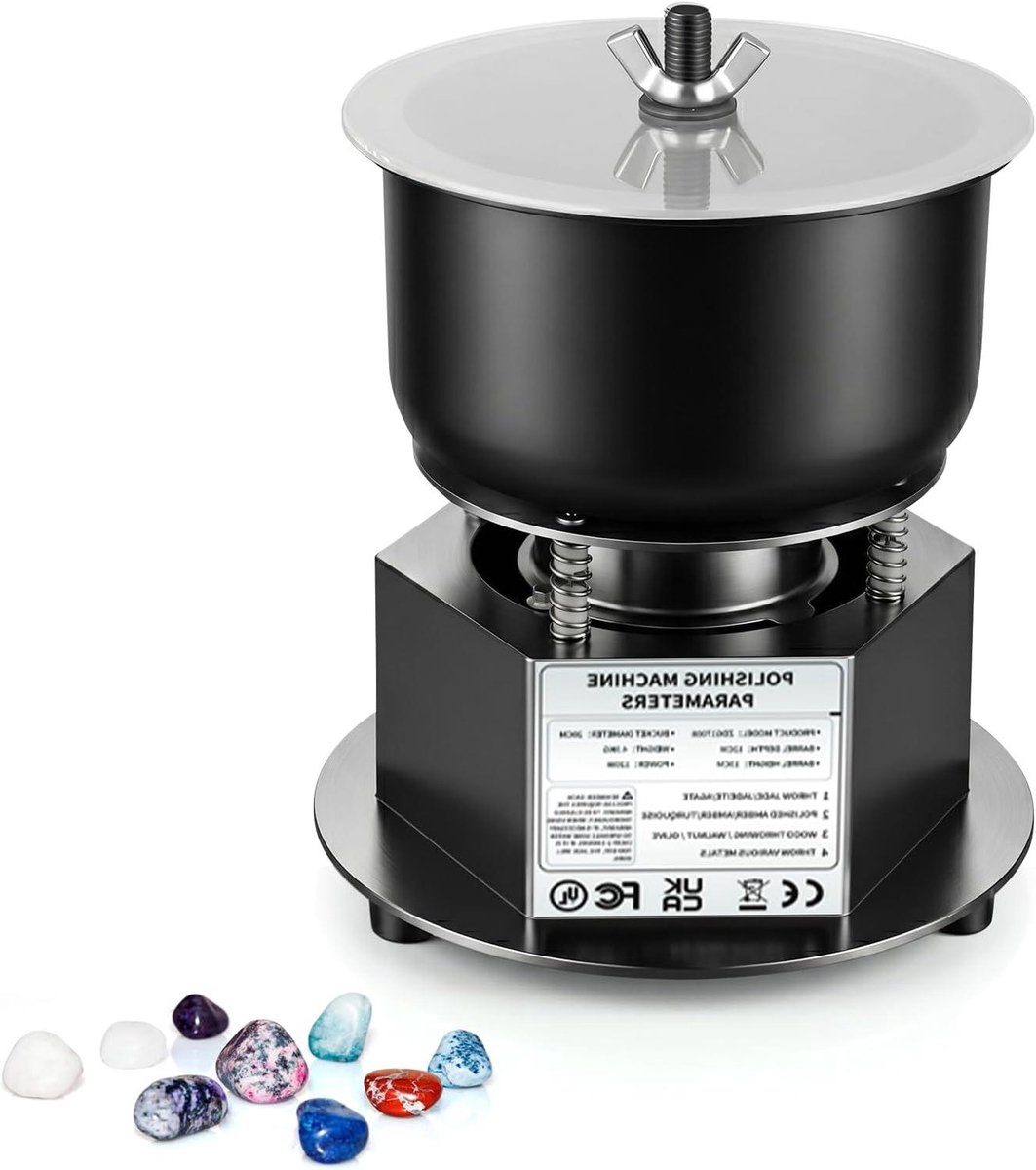 Polijstmachine Trommel - Trilpolijstmachine Metaal - Sieraden Afwerken - Versterkte PU Voering - 25 cm Trommel - Transparant