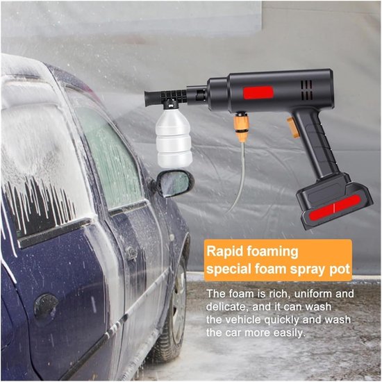 Hogedrukreiniger - Waterpistool Krachtig - Auto Wassen - Draadloos Werken - 500W 60Bar - Zwart — afbeelding 2