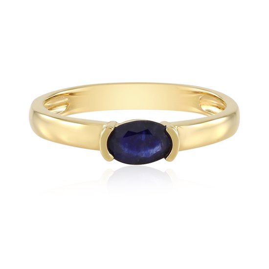Cavill - Zilveren ring 925 Sterling Zilver Verguld - Madagaskar Blauwe Saffier 0,54 ct Ovaal - Bezel zetting - Elegante damesring, stijlvolle sieraad