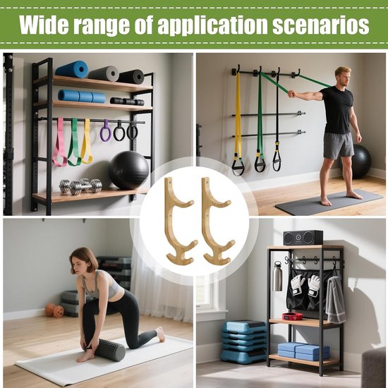 Muur Yoga Mat Houder - Workout Apparatuur Organizer, Yoga Mat Houder Rack voor Muur - voor Springen Touwweerstand Band Gym Thuis Woonkamer Dorm Appartement Slaapkamer — afbeelding 2