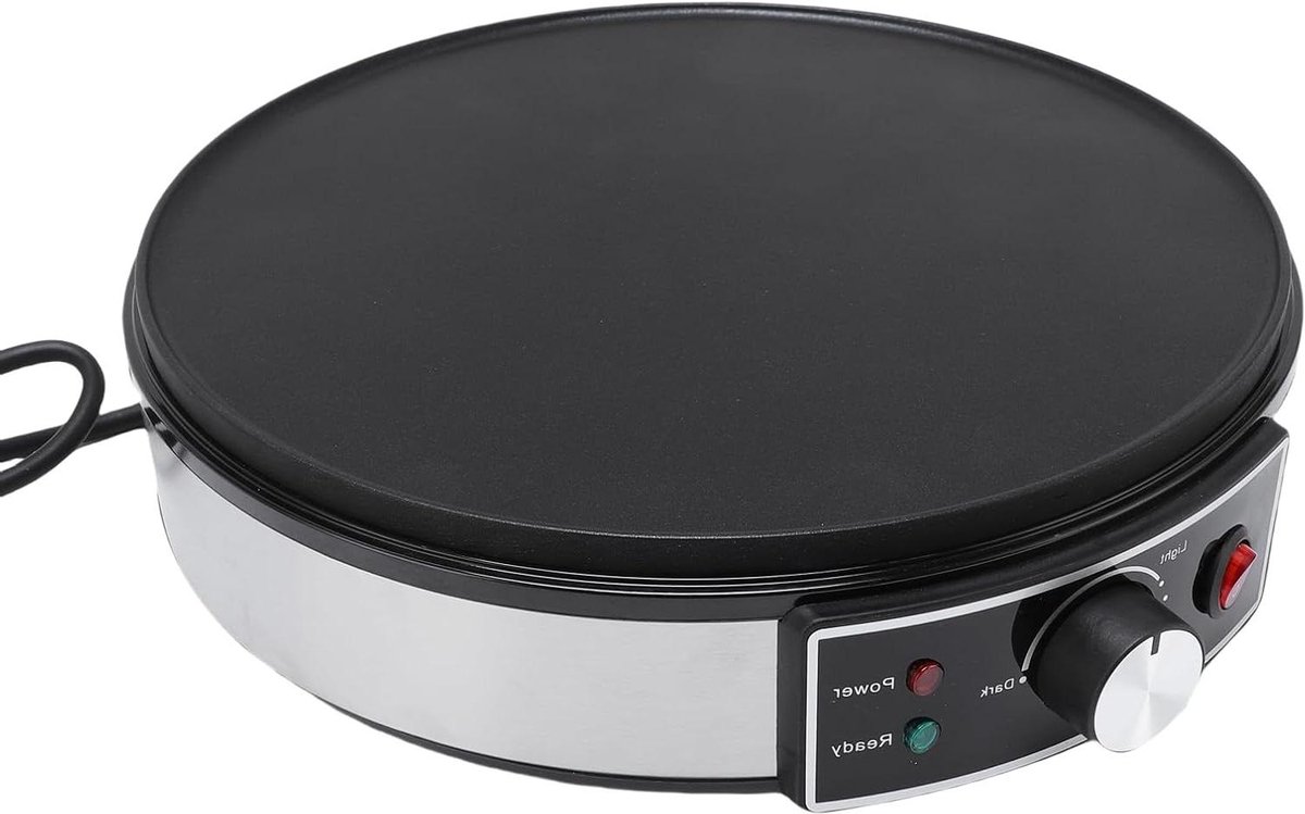 Elektrische Pannenkoekenpan Crepe Maker Snelle Maaltijden Instelbare Temperatuur 30 cm Diameter Zwart