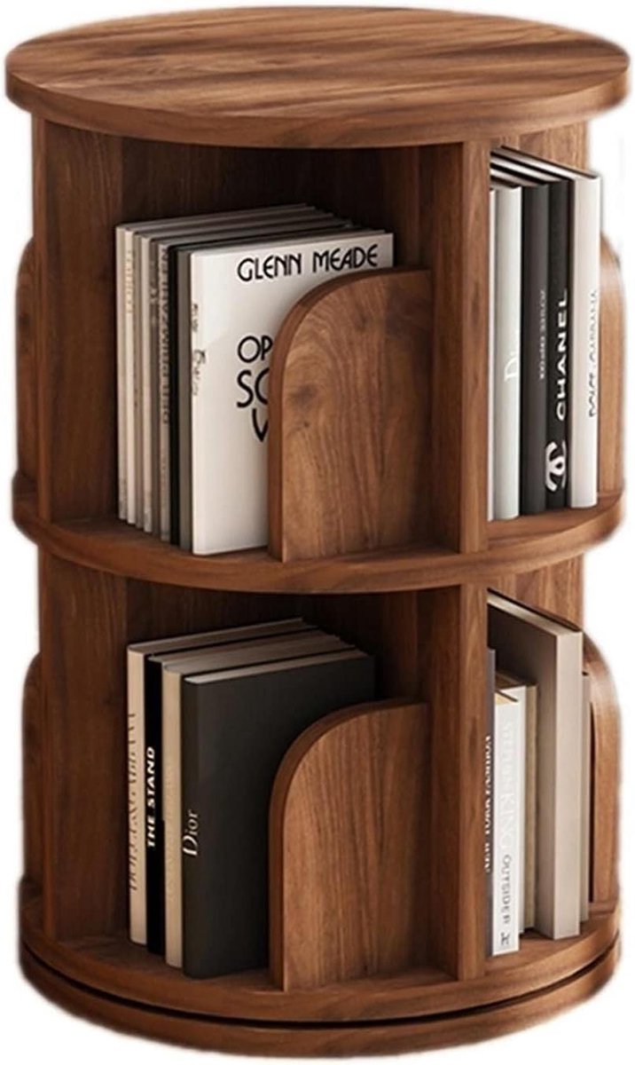 Kinderboekenrek - Draaibare Boekenplank - Boeken Opbergen - 360 Graden Draaibaar - 39x39x68cm - Houtkleur