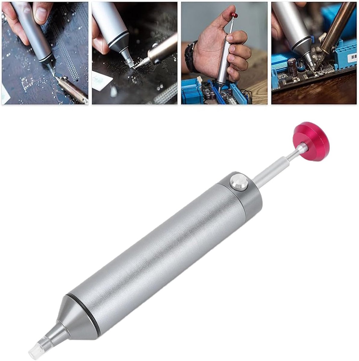 Desoldeerpomp - Soldeerzuiger - Elektronica Reparatie - Luchtvaart Aluminium - 40 CmHg Zuigkracht - Zilver