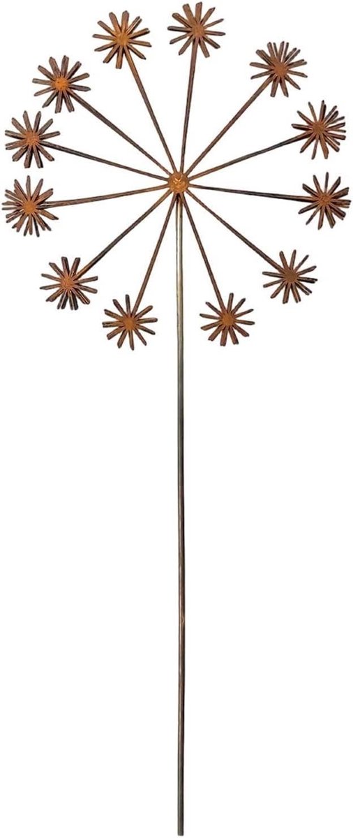 Metalen Bloem Decoratie - Tuin Staak Ornament - Buiten Verfraaien - Verstelbare Bloemblaadjes - 25 x 20 cm - Roestbruin