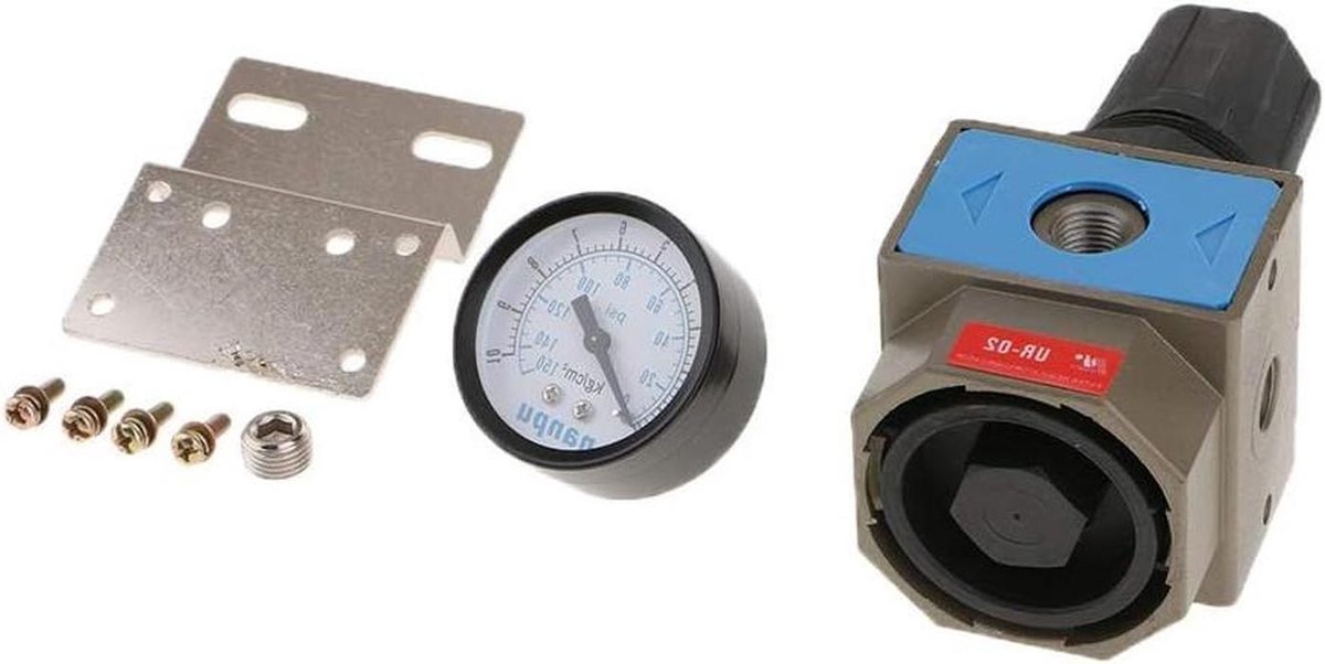 Drukschakelaar Compressor - Drukregelaar Ventiel - Luchtdruk Regelen - Met Manometer - Sta