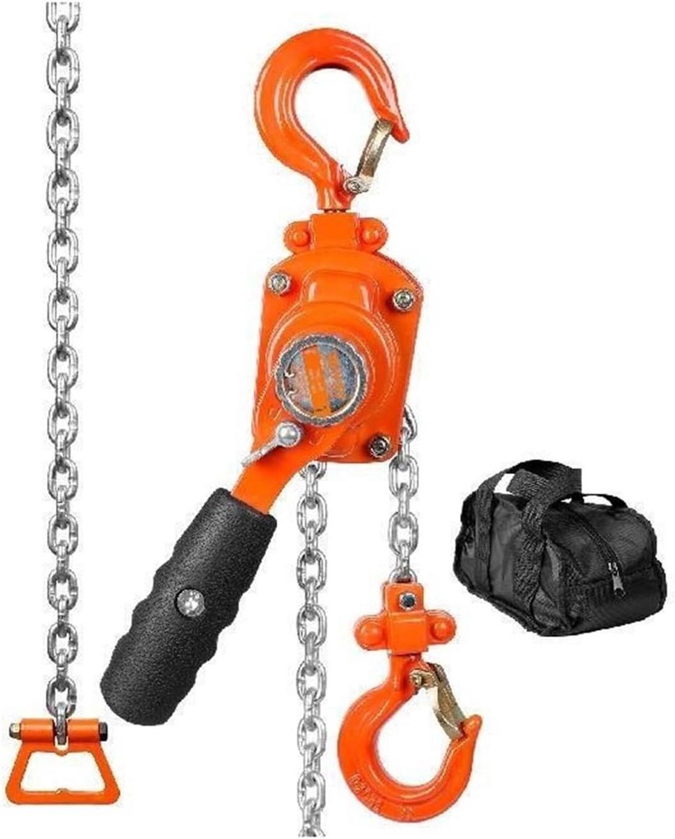 Handbediende Kettingtakel - Hefwerktuig Hefkraan - Goederen Hefen - Dubbel Rem Systeem - 0.25 Ton Capaciteit - Gegalvaniseerd
