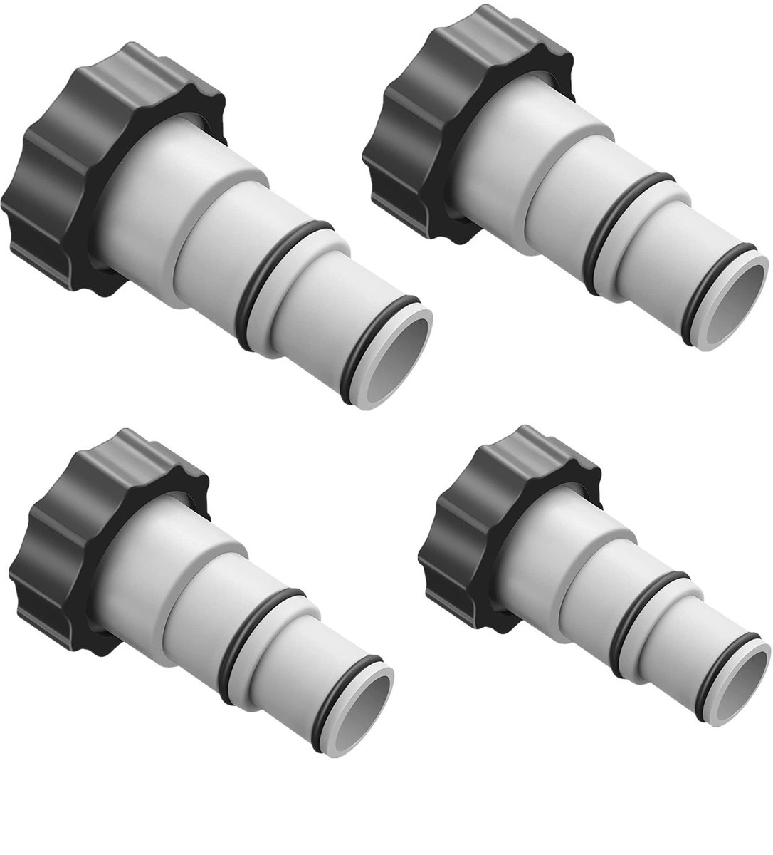 4 Stuks Slangadapter A met Kraag - Vervangingsonderdeel - Geschikt voor Intex Bovengronds Zwembad - Schroefverbinding Pomp - Conversie 1.5" en 1.25" Slang