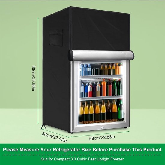 Koelkasthoes Buiten - Mini Koelkast Cover - Bescherming Drankkoelkast - Magnetische Sluiting - 56 x 58 x 86 cm - Zwart — afbeelding 5