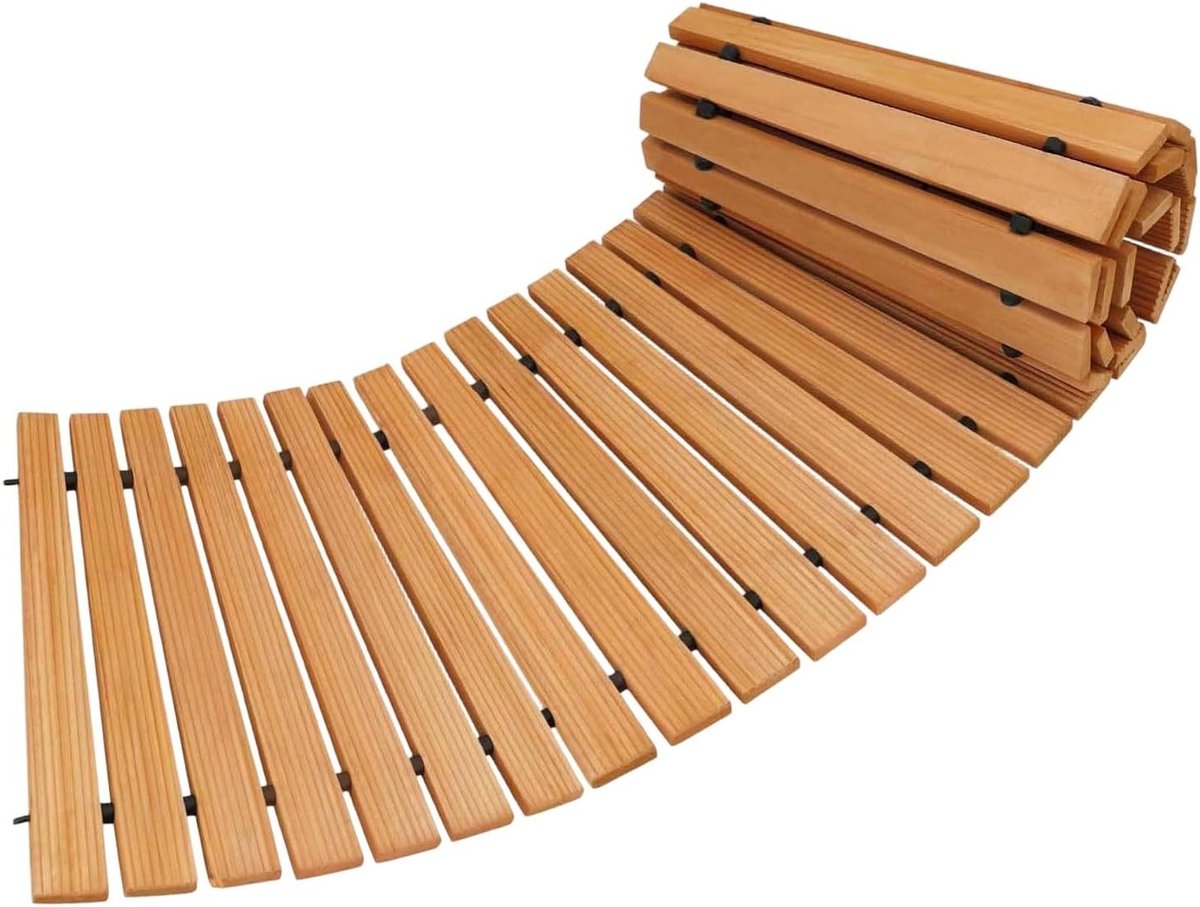 Houten loopbrug - Buitenpad uitrol - Tuinpad aanleggen - Antislip textuur - 45 x 30 cm - Houtkleur