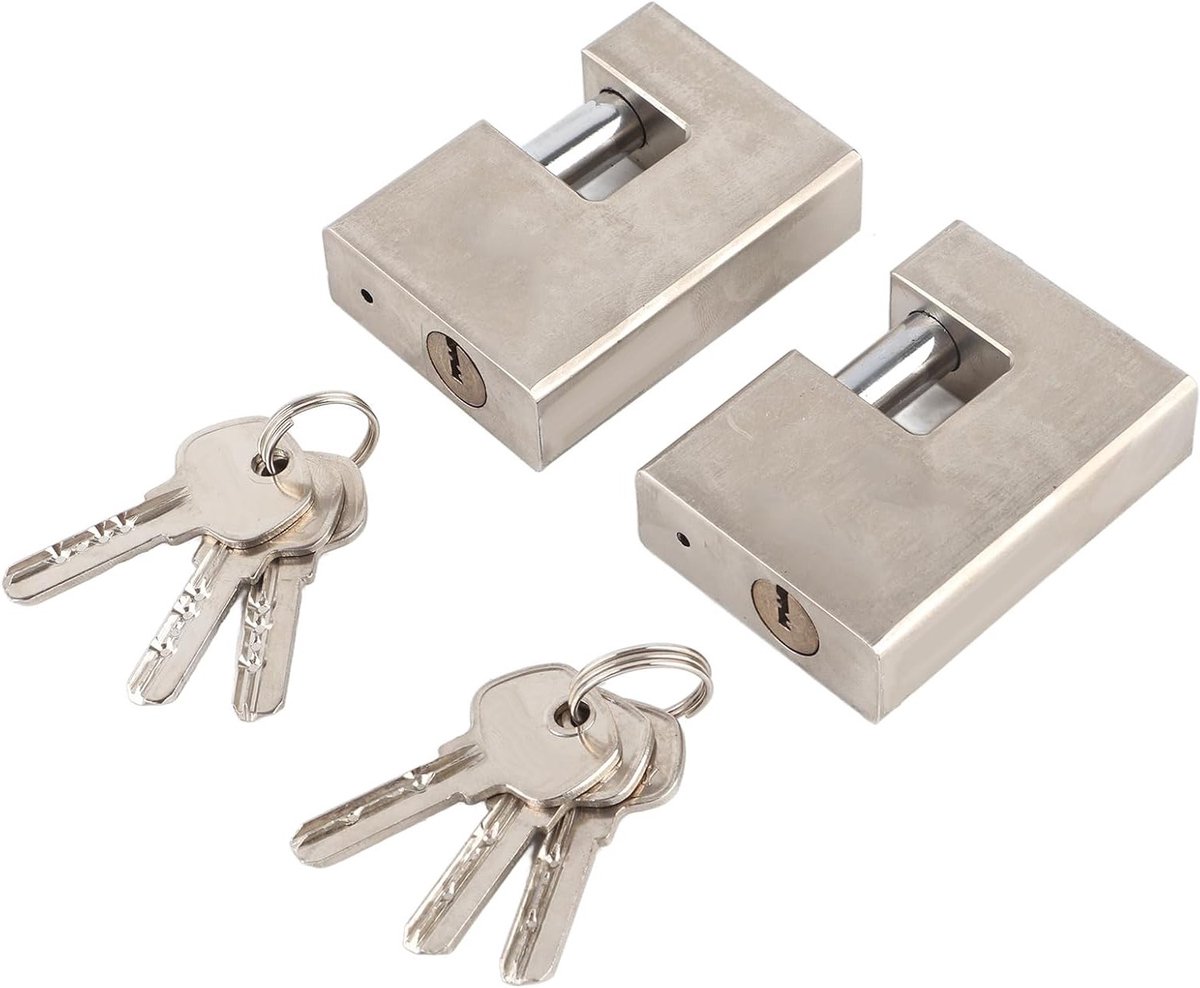 Zware Monoblock Hangslot Set met 8 Sleutels - Roestvrijstalen Waterdichte D-vormige Beveiliging voor Buiten en Binnengebruik