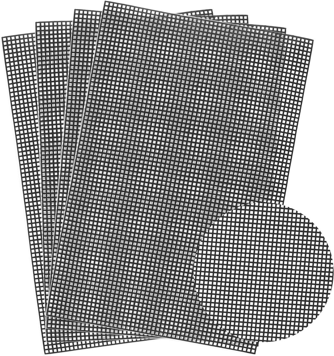 4 Stuks Plastic Mesh Canvas Vellen voor Borduren, Fursuit Ogen en DIY Creaties, Ideaal voor Haak- en Breiprojecten (Zwart, 30x20 cm)