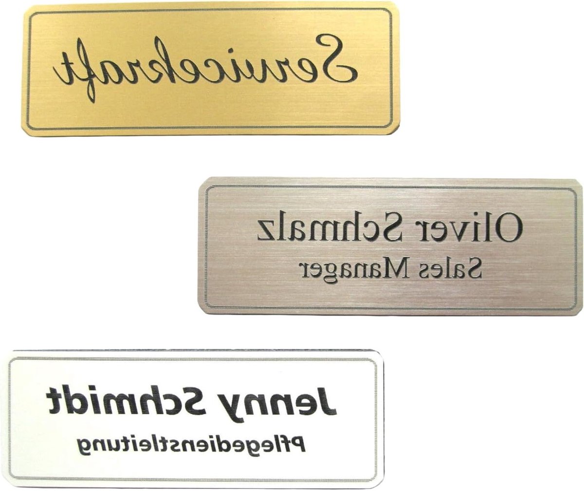 Kunststof Naamplaatjes - Gegraveerde Borden - Persoonlijke Identificatie - Elegante Gravure - 70x25 MM - Goud Geborsteld