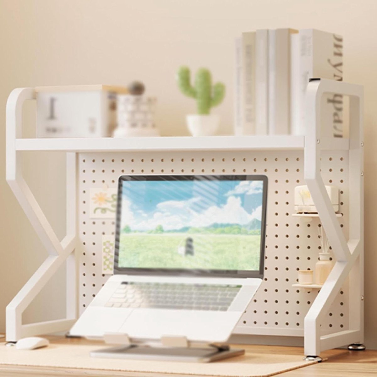 Bureau Opbergkast - Bureauplank Prikbord - Werkplek Organiseren - Met Prikbord - 75 cm - Wit
