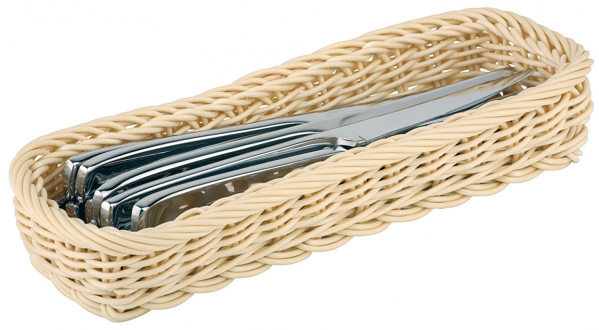 Bestekmandje - 27x10xh4 -5 cm - beige - Set van 2 stuks