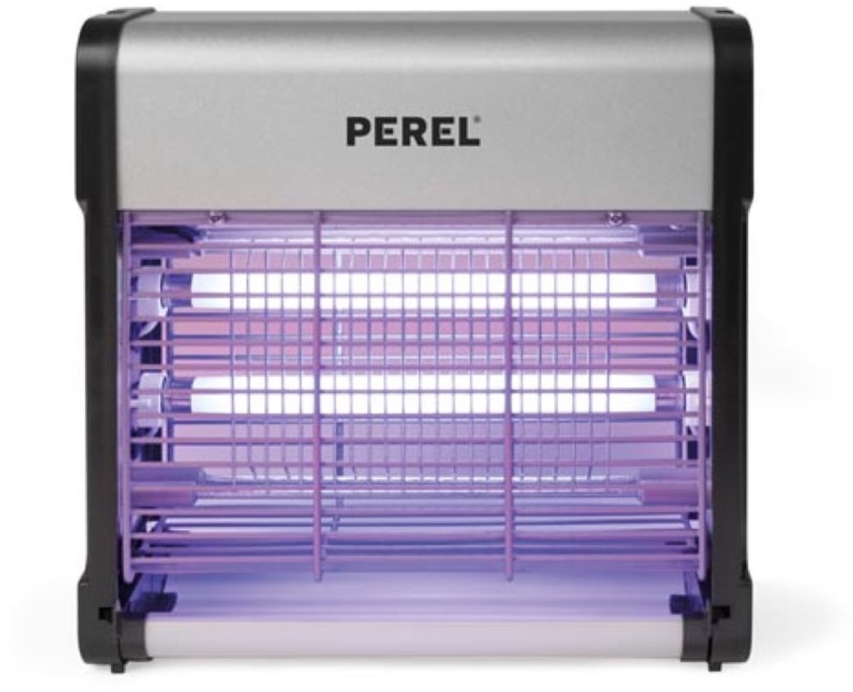 Bol.com Perel Elektrische UV insectenverdelger binnen, 2800V spanningsrooster, stille vliegenlamp met uitneembare opvangbak, 30m... aanbieding
