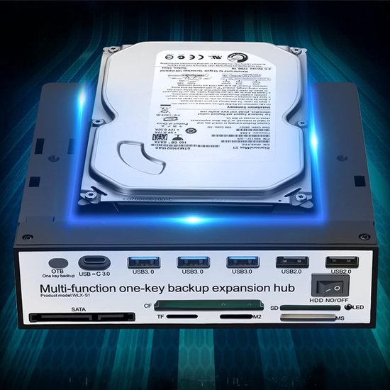 Externe Harde Schijf Dock - HDD Station Lezer - Data Back-up Maken - Alles-in-één Kaartlezer - 2.5 & 3.5 Inch — afbeelding 3