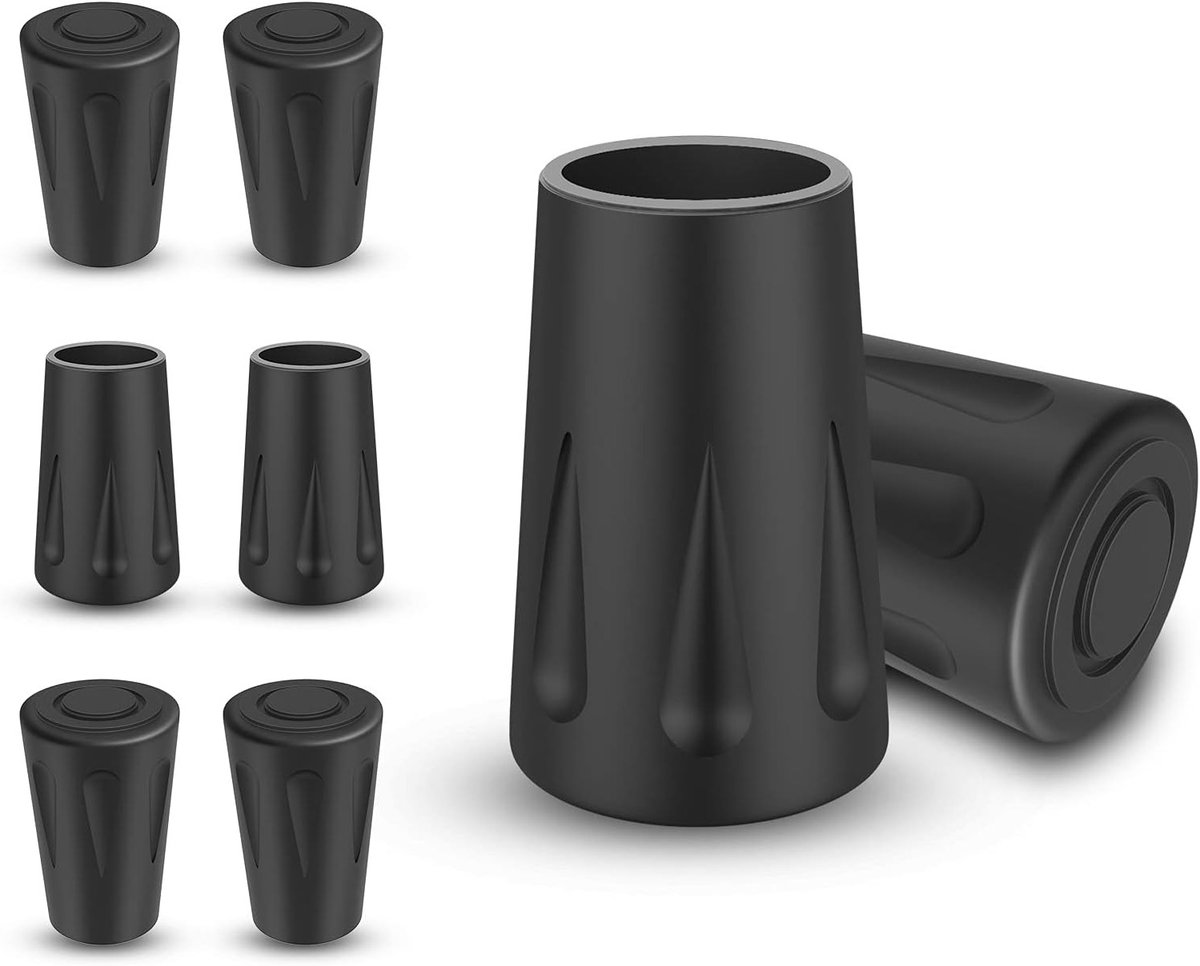 6 Stuks Puntbescherming voor Wandelschoenen, Accessoires, Ronde Rubber Tips voor Trekstokken, 11 mm