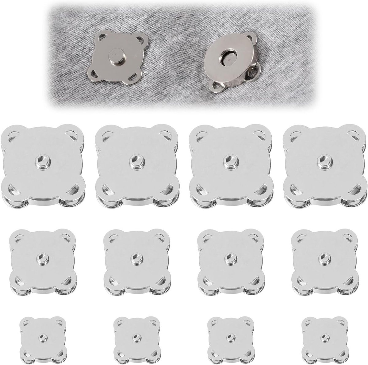 Magnetische Knopen Set van 12 Paren in 3 Maten voor Handwerk, Kleding en Leerbewerking