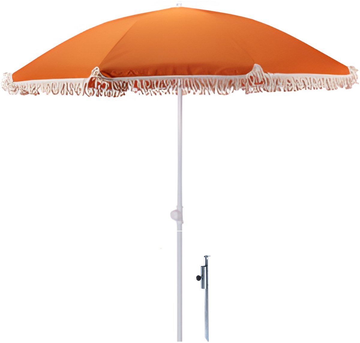 Pro Beach Strand Parasol Aruba - D180 cm - oranje - kantelbaar/opvouwbaar - incl grondpen / haring