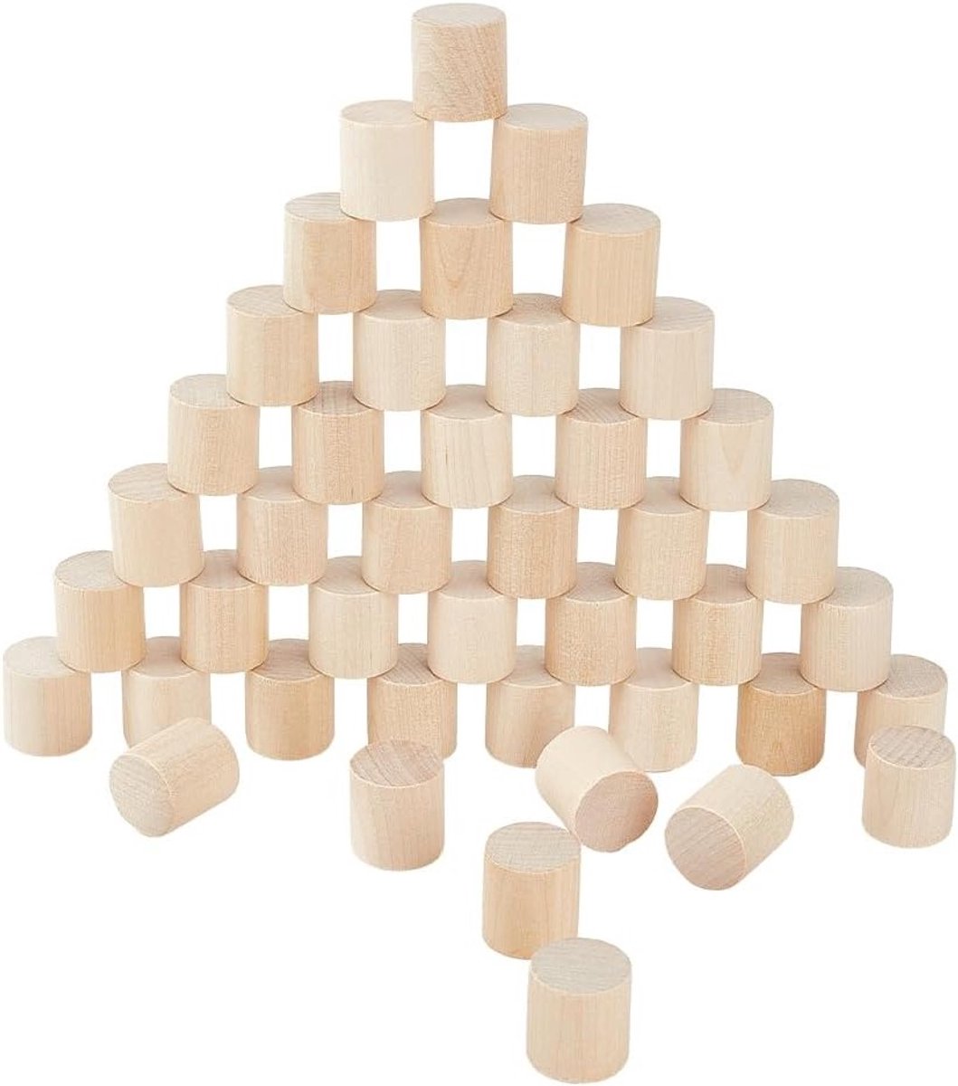 100 Onbehandelde Houten Cilinders 2 x 2 cm voor DIY Projecten, Houtbewerking, Schilderen en Decoratie