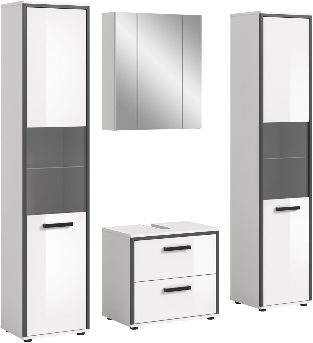 Kojak badkamer 171cm wit, hoogglans wit.