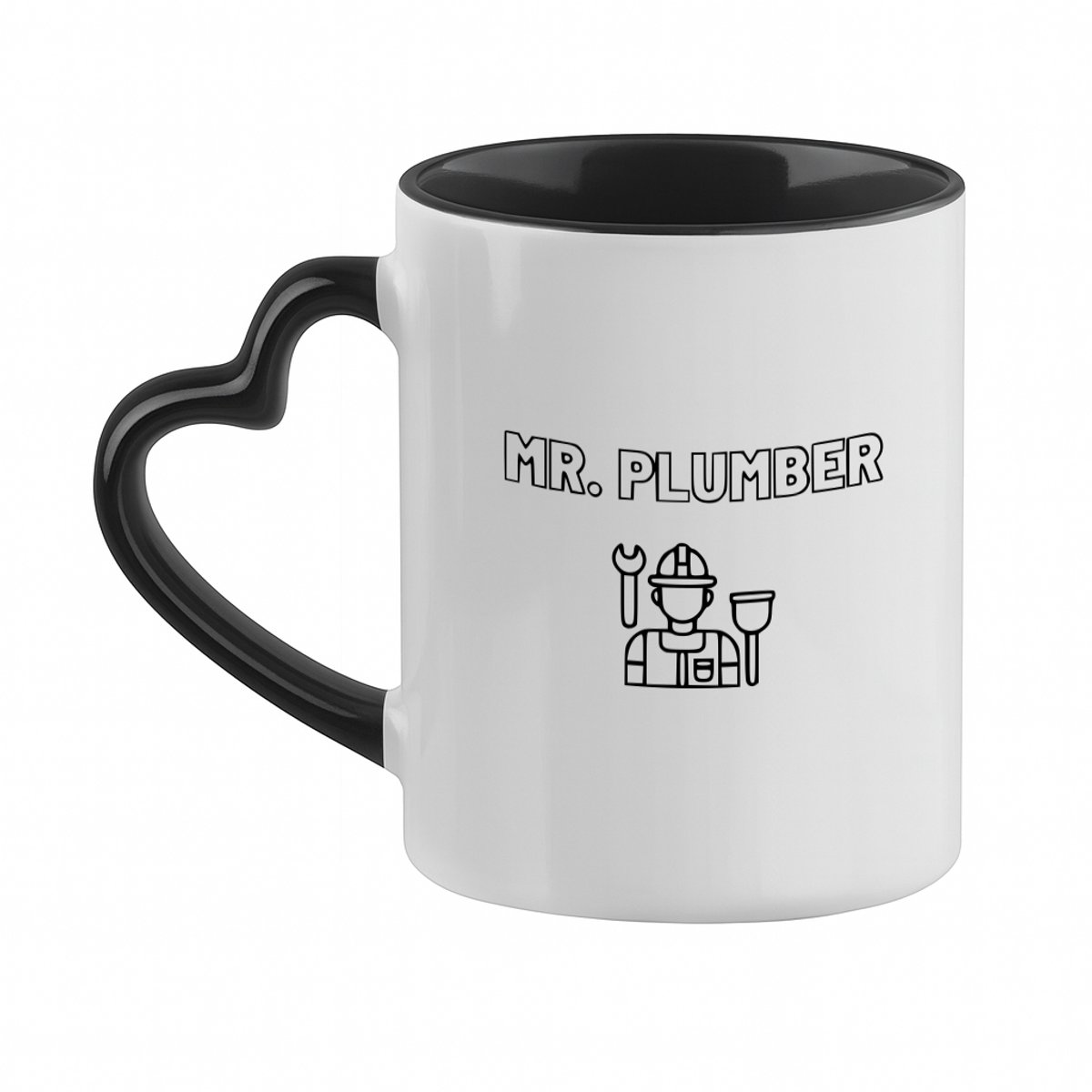 Hacebo® - Loodgieter MR. plumber koffiebeker met hart oor zwart - Loodgieter - Familie vrienden collega - thee mok - koffie beker - Cadeau - koffiemok - 330 ML