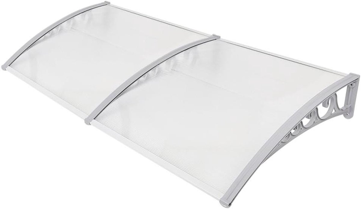 Deur Luifel - Entree Bescherming - Buiten Leven - Weerbestendig Polycarbonaat - 100x200cm - Wit Grijs