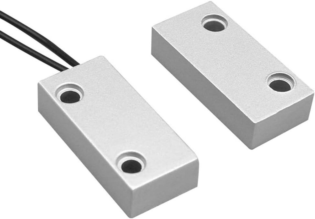 Magnetische Reed Schakelaar - Deursensor Alarm - Huisbeveiliging - Opbouwmontage Bedraad - 25-35mm - Zilver