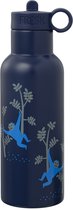 Fresk Thermosfles 500 ml - RVS Waterfles - Lekvrije Drinkfles voor Kinderen - Koude en Warme Dranken - BPA-vrij - Onbreekbaar - 2 Doppen - Thermosbeker - Drinkbeker Jongens - Blauw - Monkey
