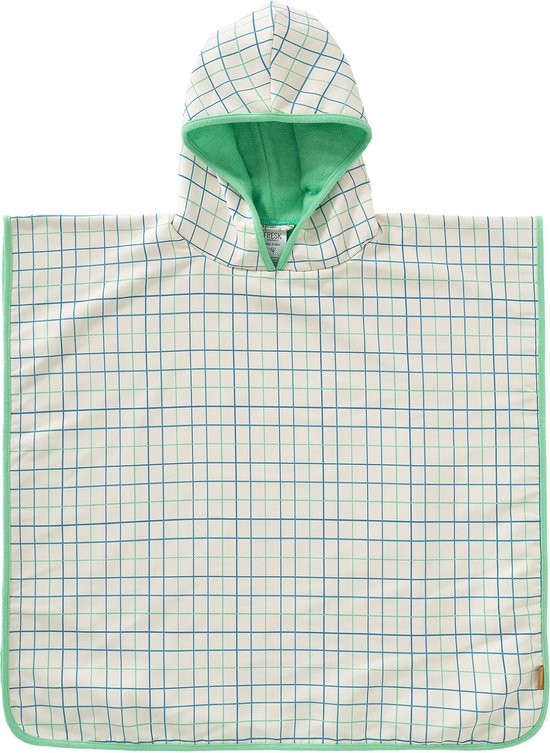 Fresk UV badponcho one size - Badcape met Capuchon – Sneldrogend Strandlaken - Jongens - Creme - Classic Check