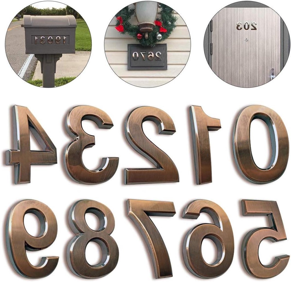 Postbus Nummers - Huisnummers Letters - Adres Aanduiding - Zelfklevend Metaal - 277 Inch - Brons
