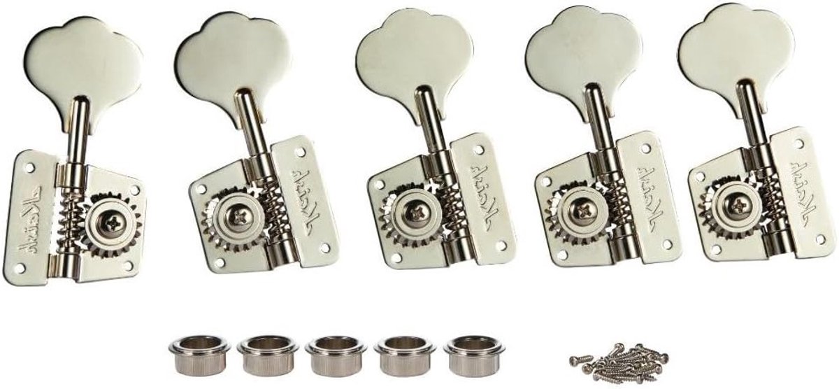 Vintage 70s 5-snarige bas stemapparaten voor JB Jazz Bass en PB Precision Bass, mechanisch en nikkel, ideaal voor muzikanten