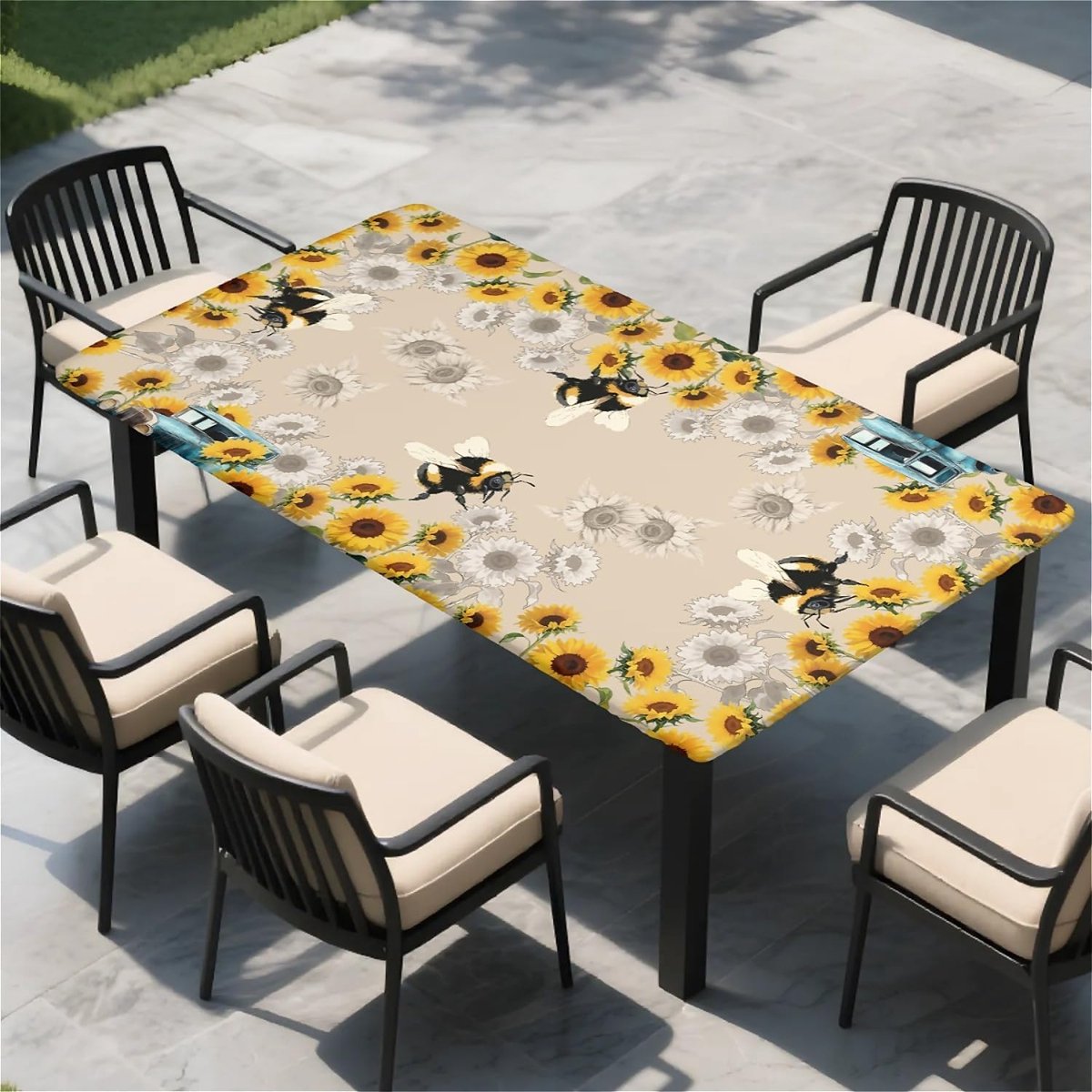 Tafelkleed Rechthoekig - Waterdicht Kleed - Buiten Eten - Elastische Rand - 76 x 120 cm - Bijen