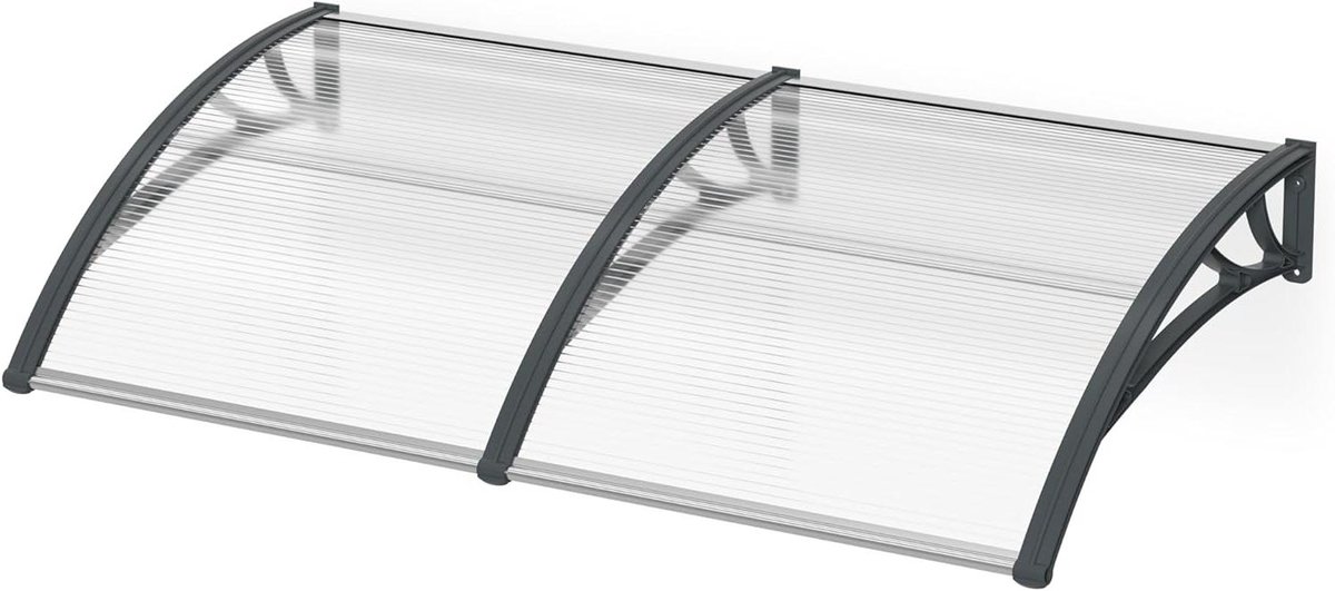 Voordeur Luifel - Buitendeur Overkapping - Entree Beschermen - UV Bestendig Polycarbonaat - 200 x 100 cm - Grijs Frame