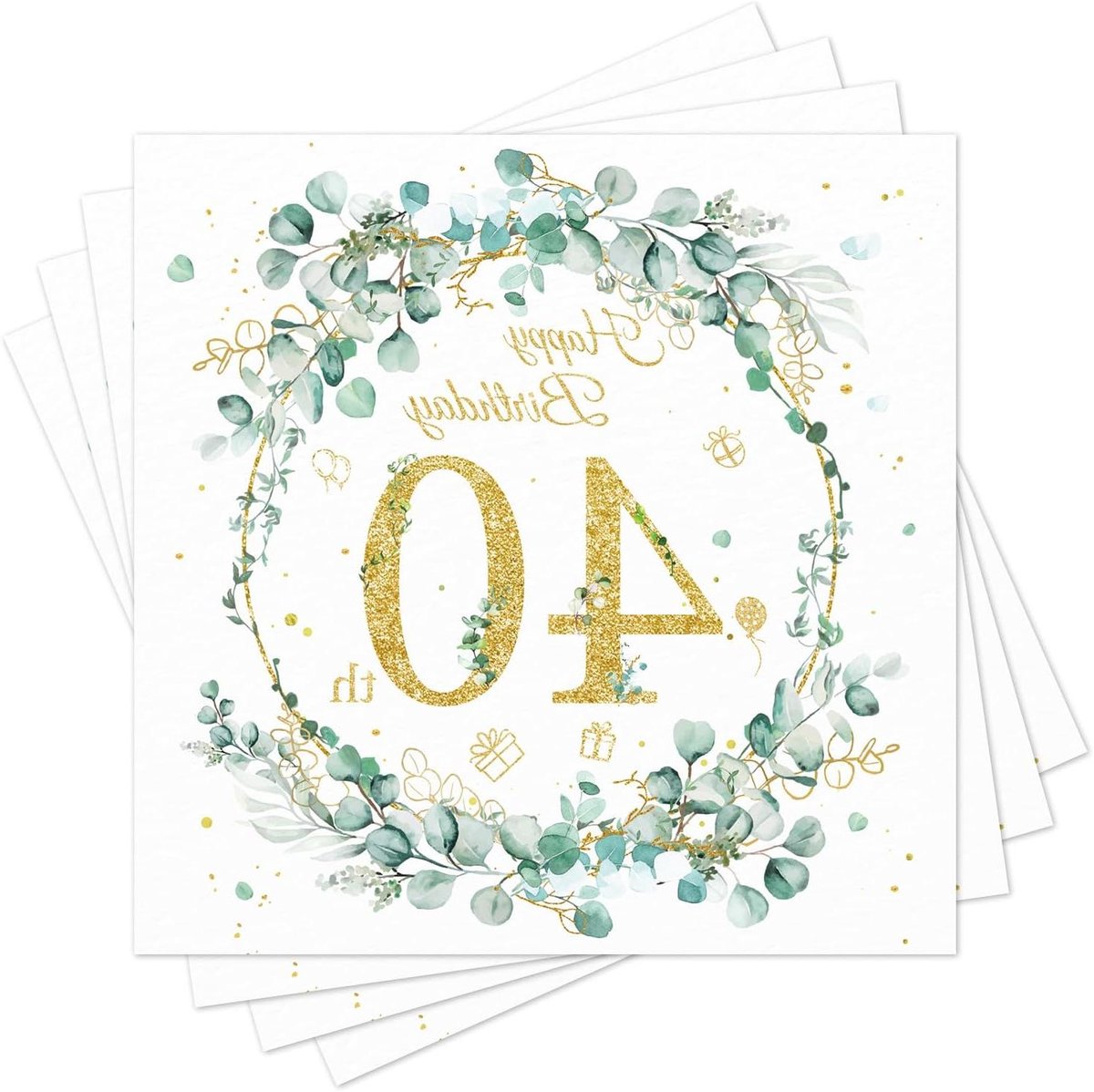 Verjaardag Servetten - Feestdecoratie - 40 Jaar Vieren - Eucalyptus Design - 60 Stuks - Groen