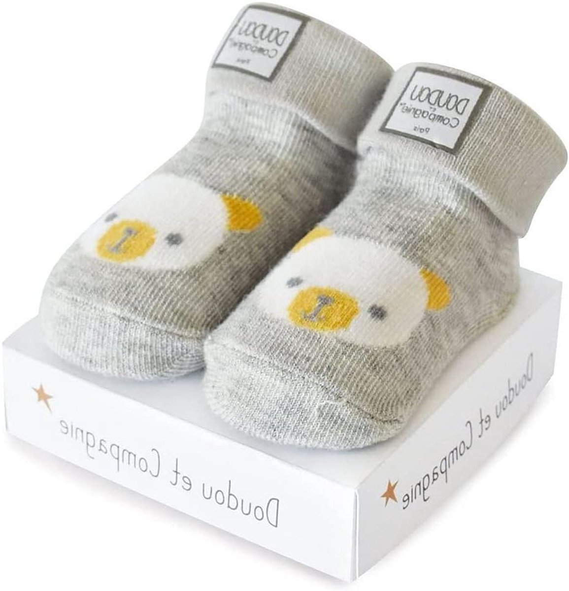 Babysokjes Geschenkdoos - Set van 4 - Kraamcadeau Idee - Zeer Zacht Katoen - 0-6 Maanden - Grijs