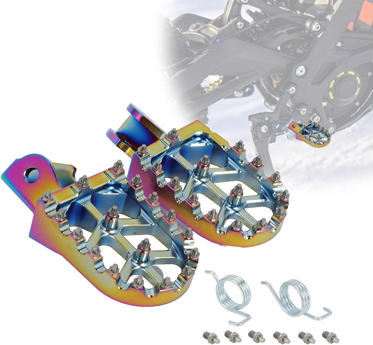 Motorfiets Voetsteunen - Brede Pedalen - Verbeterde Controle - Antislip Ontwerp - Aluminium Legering - Meerkleurig