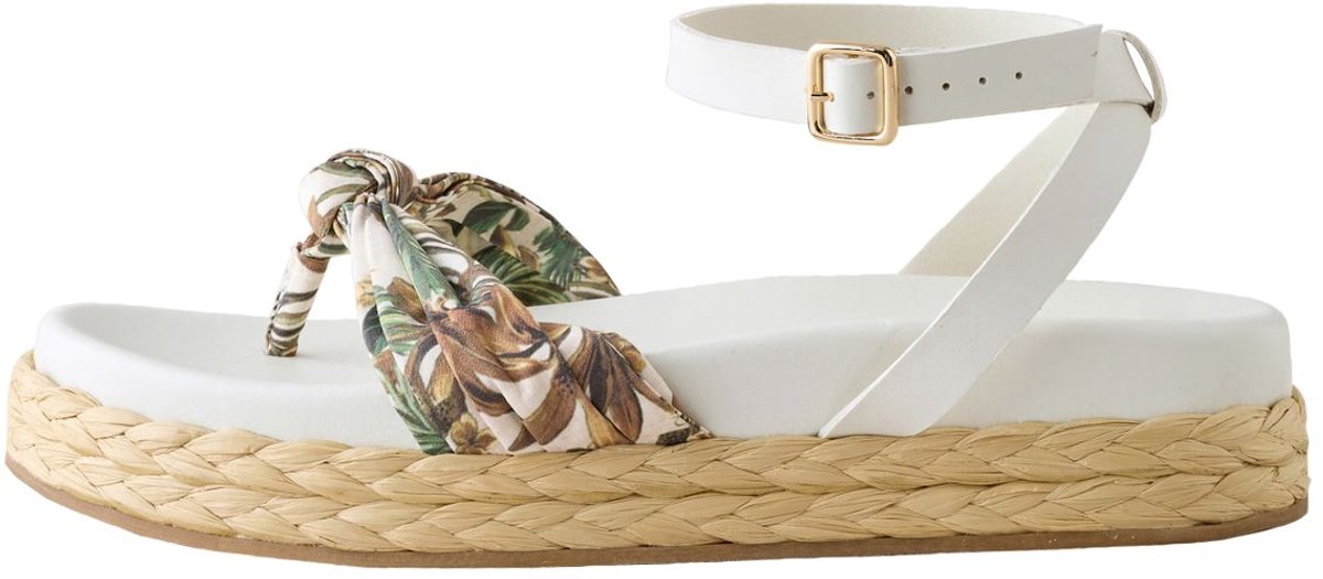 Next - Dames - Raffia teensandalen met knoopdetail - Roze