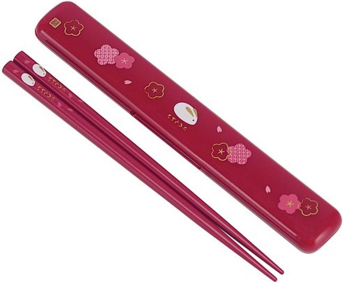 Eetstokjes met etui - Chopsticks set - Aziatisch eten - Japanse print - 18 cm - Rood
