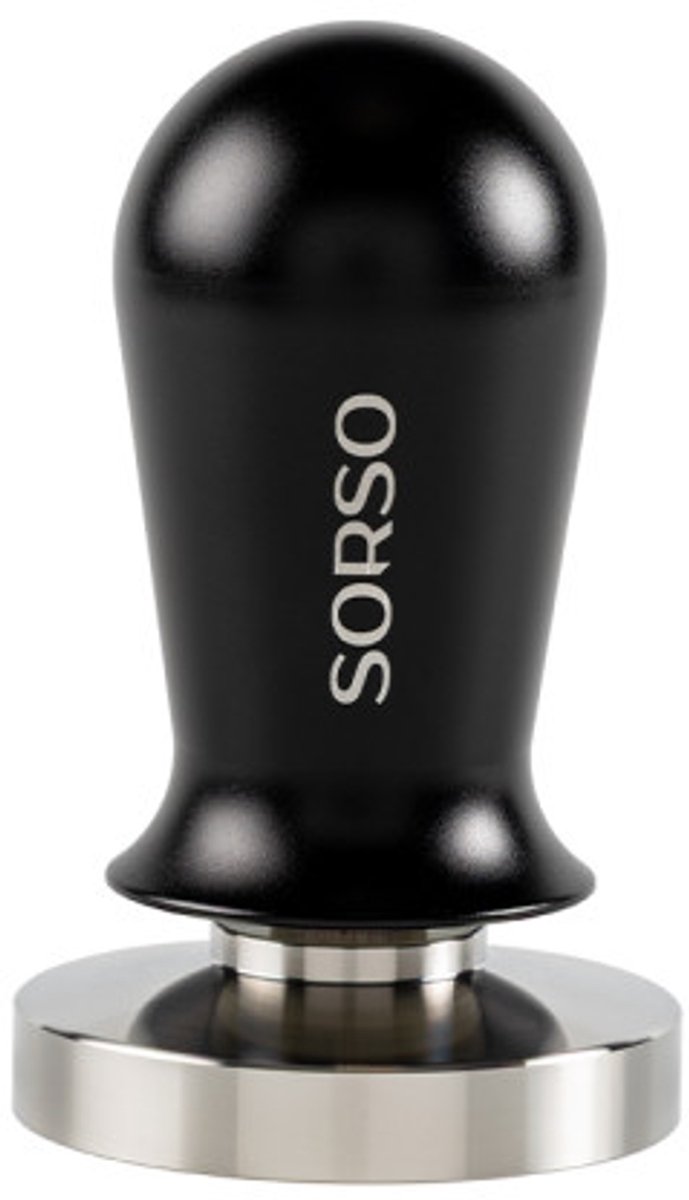 SORSO Barista dynamometrische tamper, roestvrij staal, met aluminium handvat, 58 mm – Zwart
