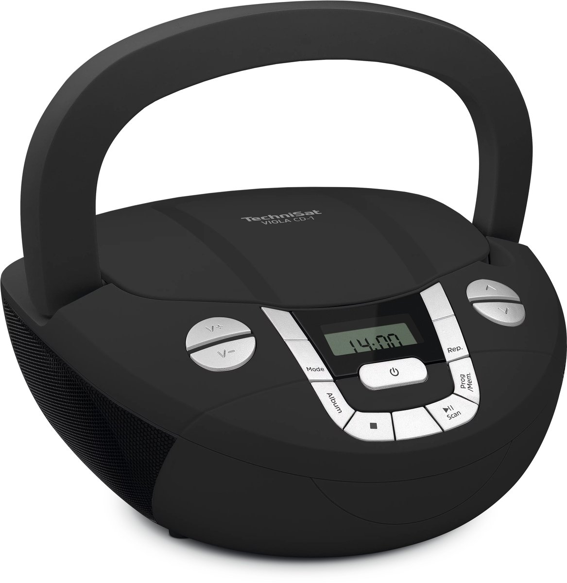 TechniSat VIOLA CD-1 - draagbare stereo cd-speler, Boombox met praktische draaggreep (radio voor kinderen, FM-radiotuner, Bluetooth-ontvangst, 2 x 1 W RMS-vermogen, net- en batterijvoeding) zwart thumbnail 6