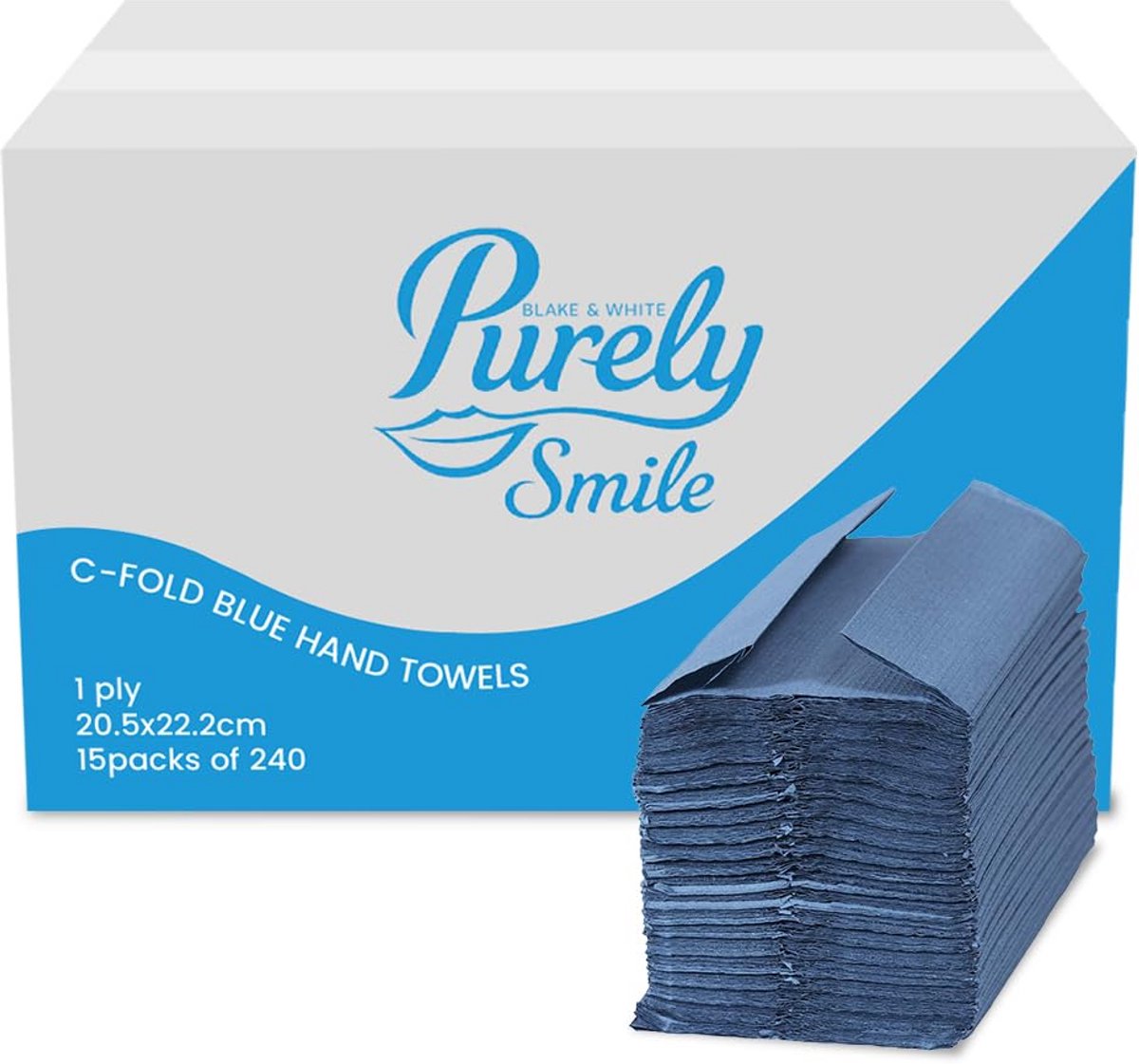 C-Vouw Handdoekpapier 1-laags Blauw - 2400 Stuks - 100% Gerecycled