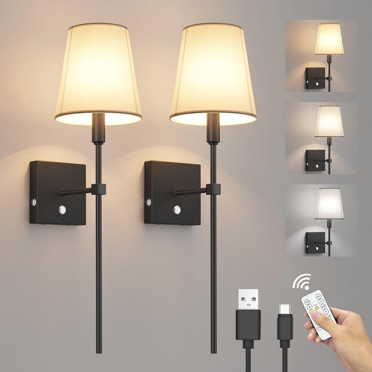 Draadloze Wandlamp met Timer en Afstandsbediening - Oplaadbare Dimbare Touch-lamp voor Binnen