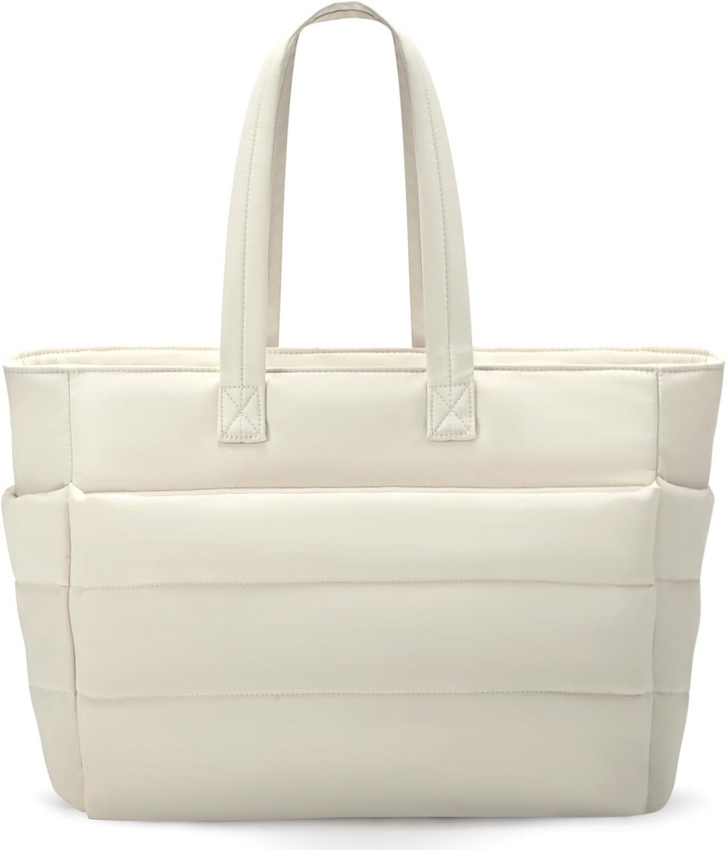 Grote Damsel Tas met Laptopvak - Shopper met Rits en Trolleyband