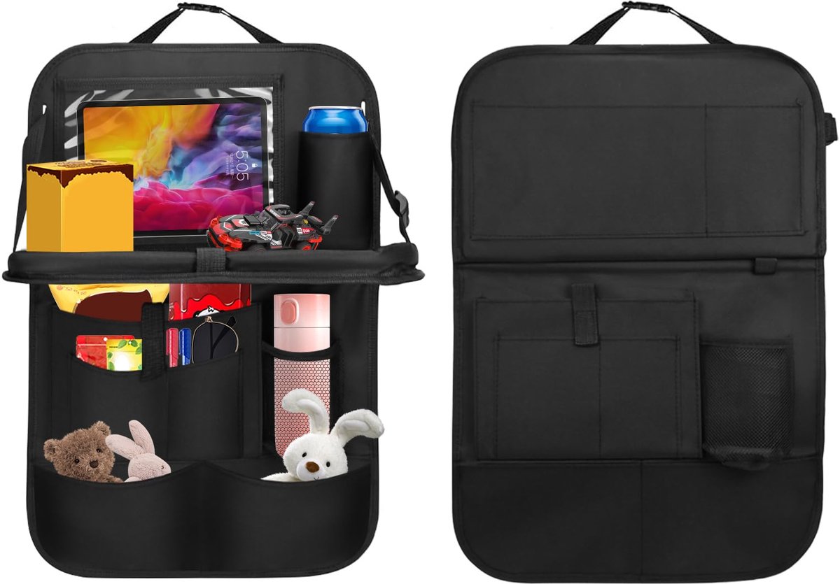 IMPERATORIS® Autostoel Organizer - Bescherming Achterkant Stoel - Met Tablet Houder en Opbergvakken - Voor Kinderen en Reizen - Waterafstotend - 1 Stuk - Zwart - 65 x 41 cm - 11 zakken